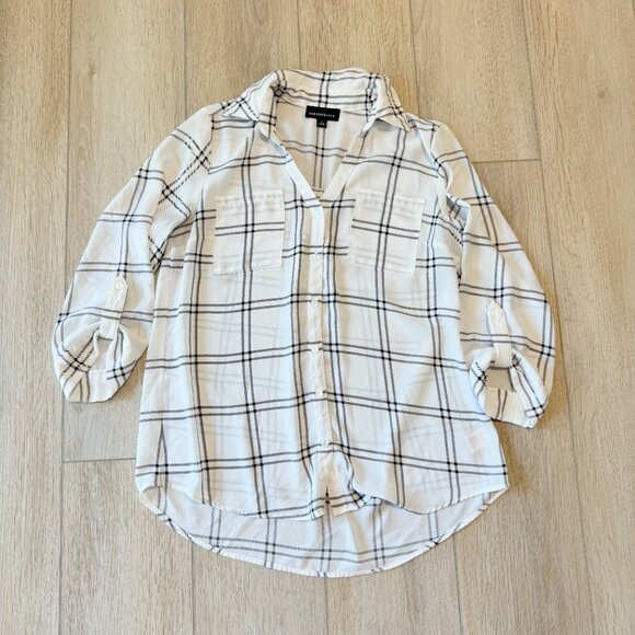 π€ Fortune + Ivy White & Black Windowpane Plaid Blouse β Size M π€ - Picture 9 of 12